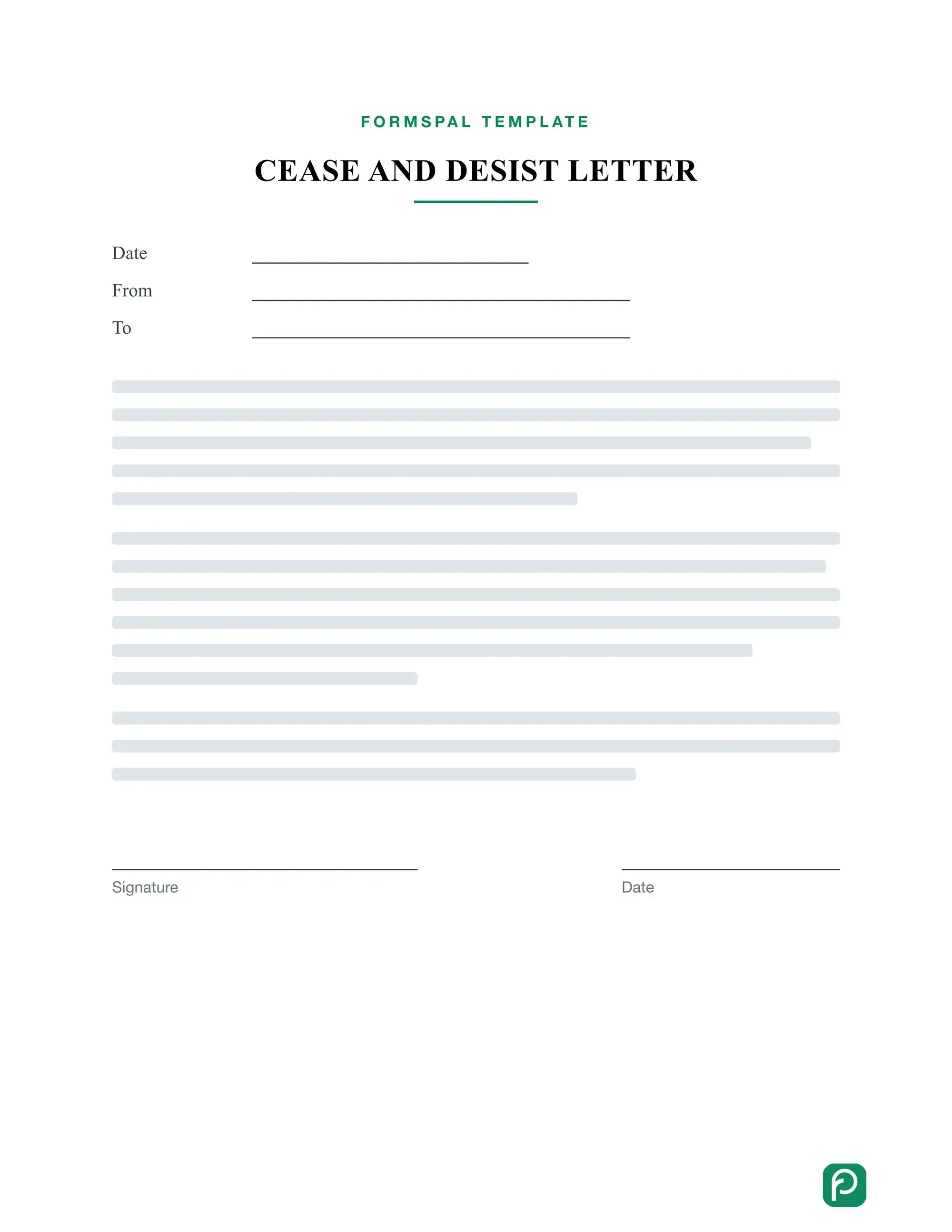 Cease and Desist Letter template illustration