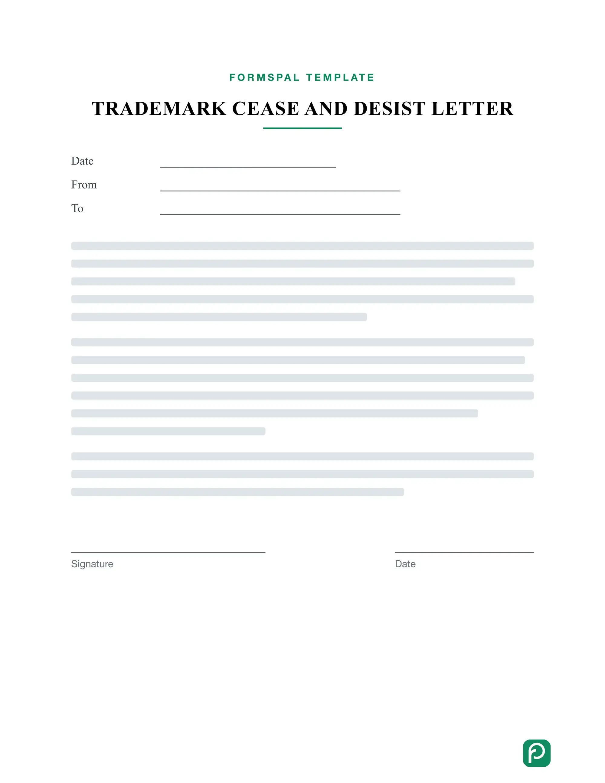 Trademark Cease and Desist Letter template illustration