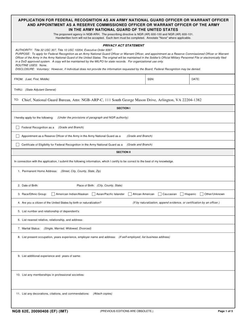 Ngb 62E Form Fill Out Printable PDF Forms Online