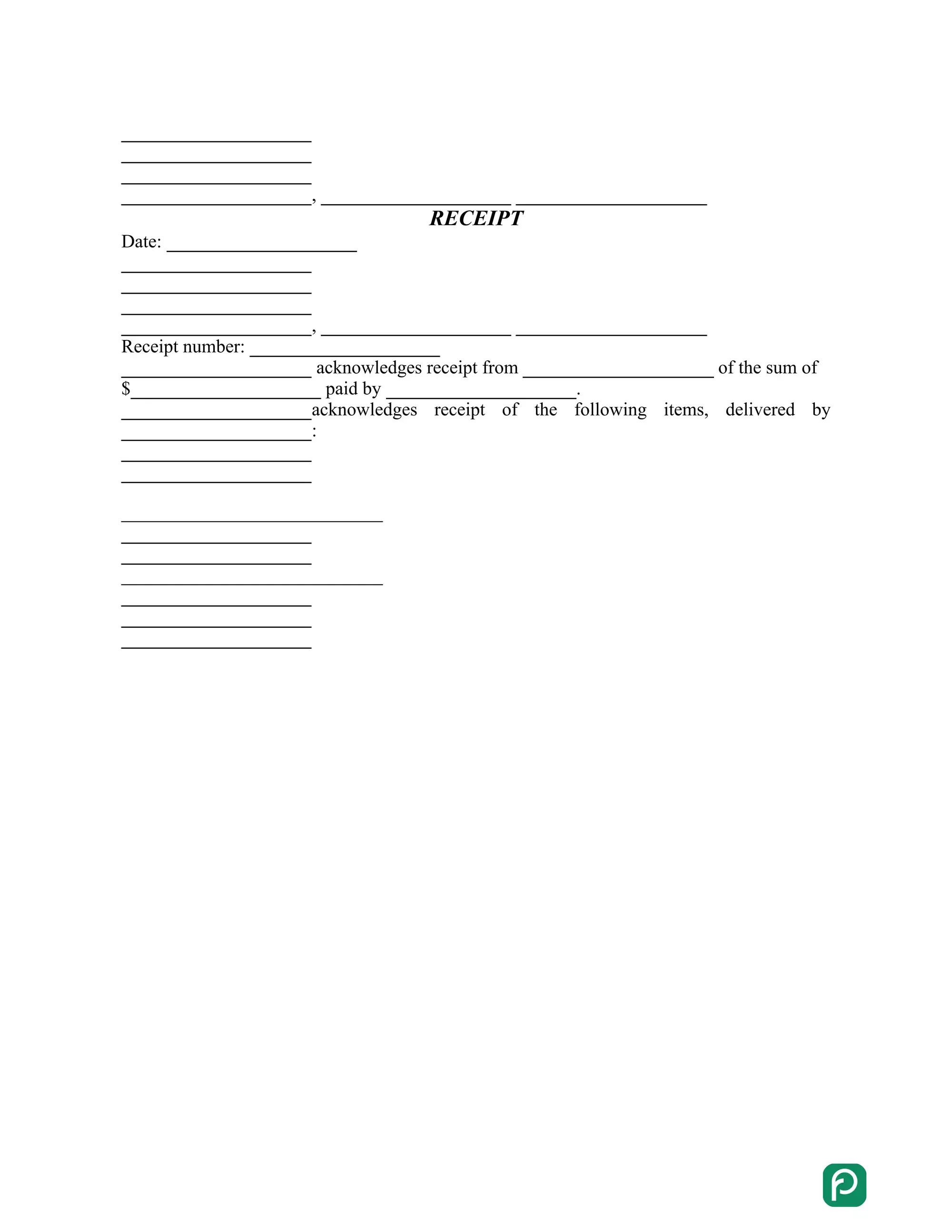 Receipt template preview