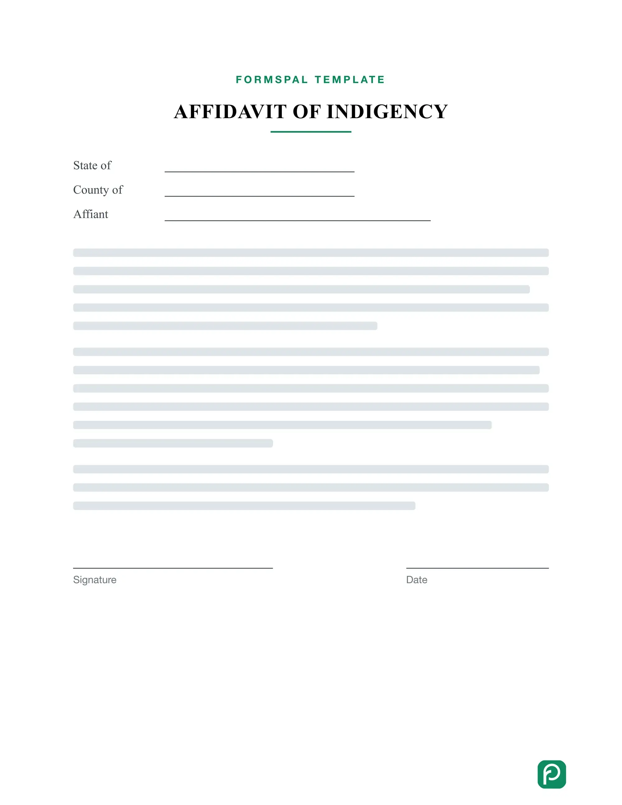 Affidavit of Indigency template illustration