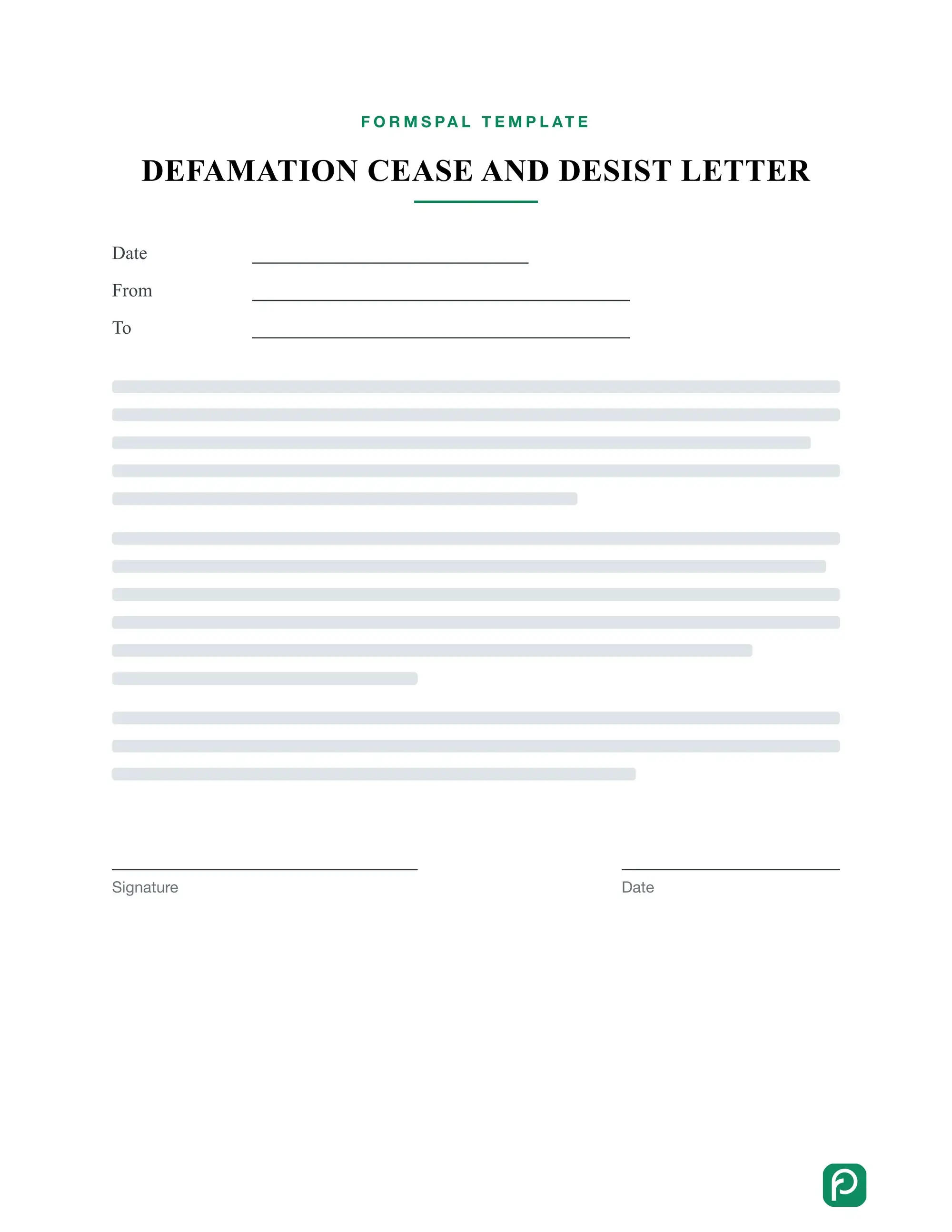 Defamation Cease and Desist Letter template illustration