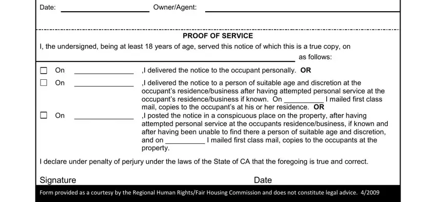 Completing printable 90 day notice to vacate california stage 2
