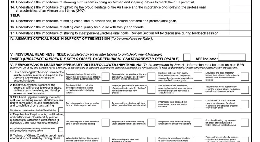 AF 931 performance feedback section fields