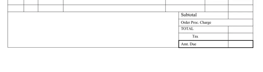 Avon Order Form subtotal, tax, and amount due fields