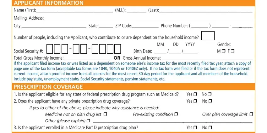 bridges access application form fields to complete