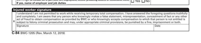 Filling in bwc forms c84 step 5