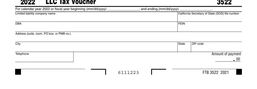 3522 form spaces to fill out