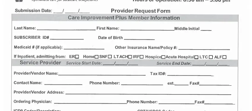 Care Improvement Plus Authorization form fields overview