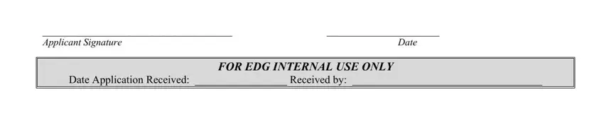 car loan form Applicant Signature, Date, and FOR EDG INTERNAL USE ONLY Date blanks to fill