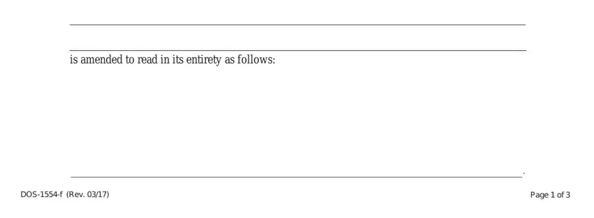 Certificate of Amendment paragraph and amended text fields