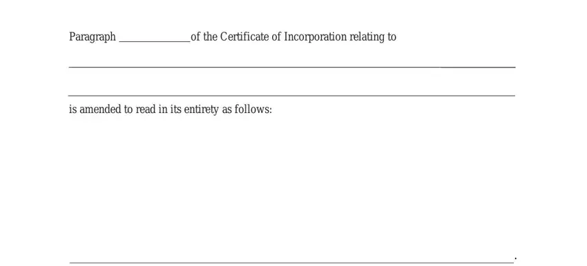 Certificate of Amendment authorization and signature fields
