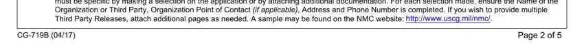 form cg 719b Third Party Authorization optional, CGB, and Page  of blanks to fill out