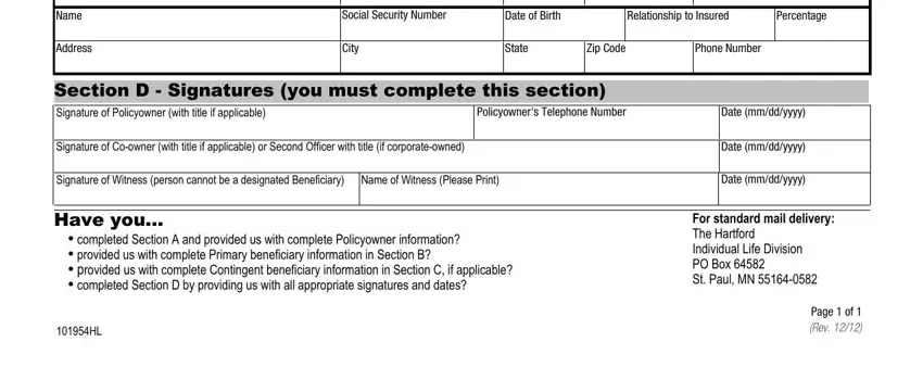 Filling in change of beneficiary form part 2