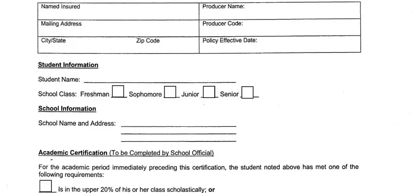 filling out CIC 2134 good student discount form part 1