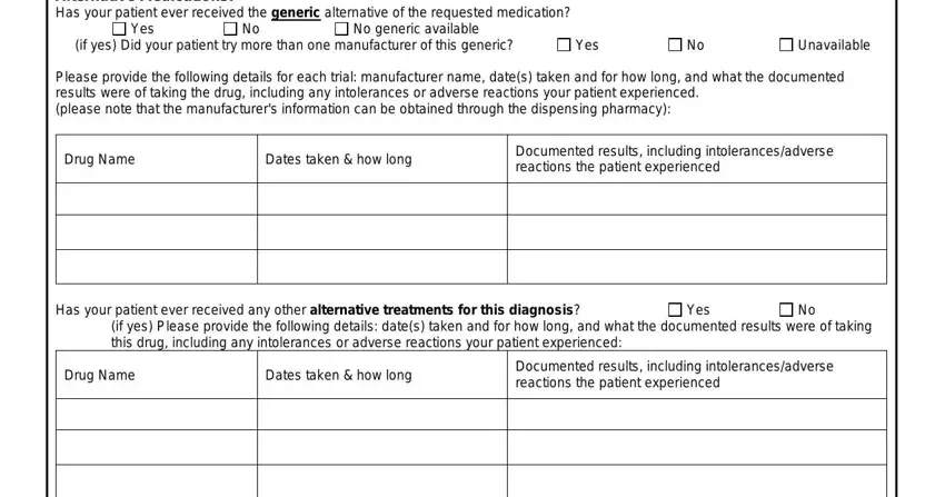 Cigna prior authorization form prior treatment history section