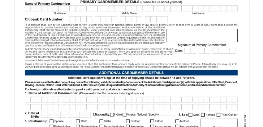 portion of fields in citibank add on card form 4 8