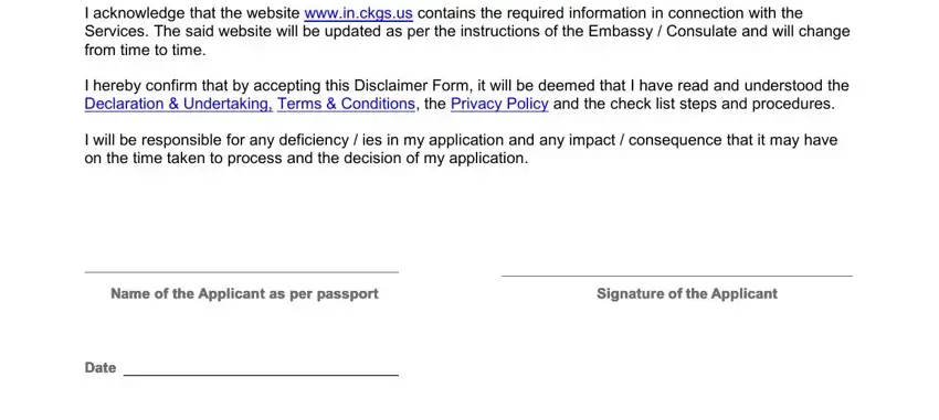 disclaimer application empty spaces to fill out