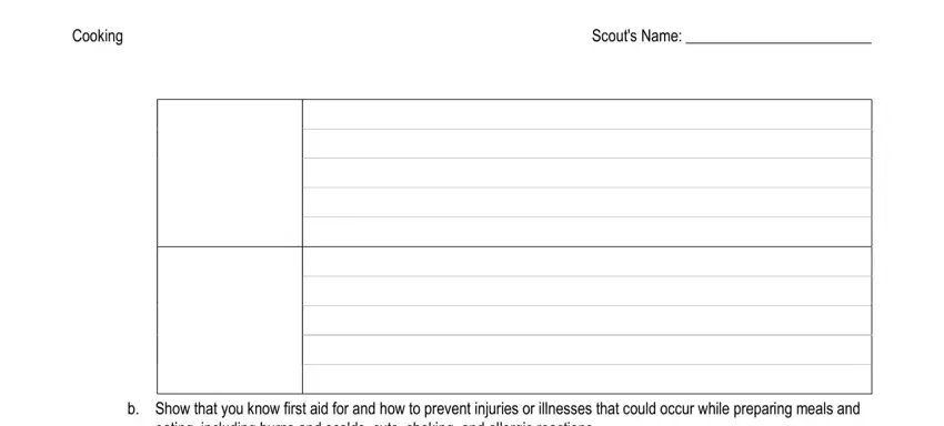 boy scout cooking merit badge worksheet Cooking, Scouts Name, b Show that you know first aid for, and eating including burns and scalds blanks to fill out