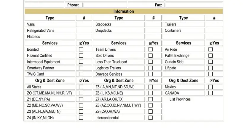 Filling in carrier packet form online step 2
