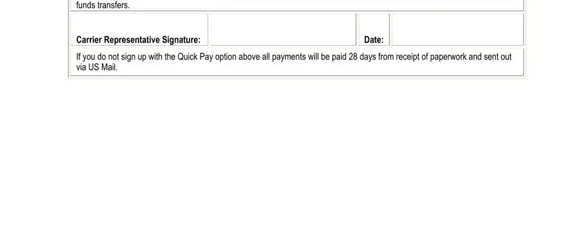 Completing carrier packet form online stage 4
