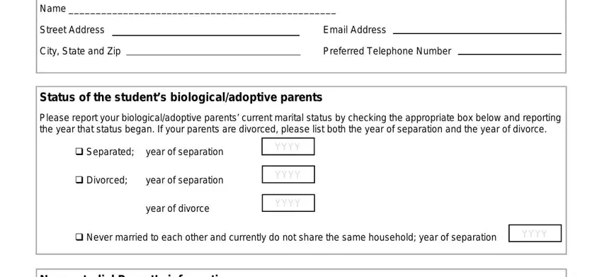 Filling out css application form step 2