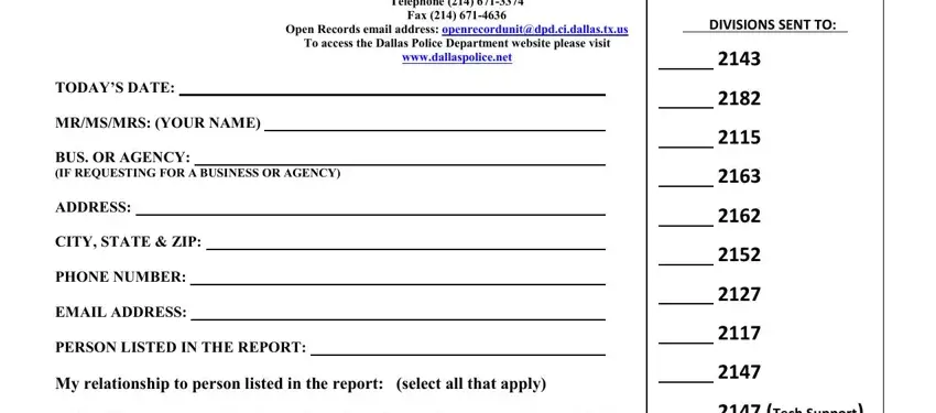 Dallas open records form fields - page 1
