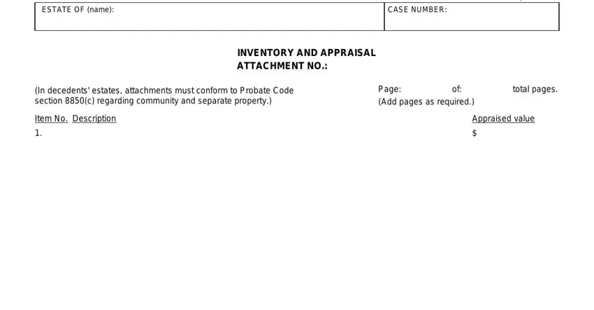 filling in inventory appraisal probate stage 1