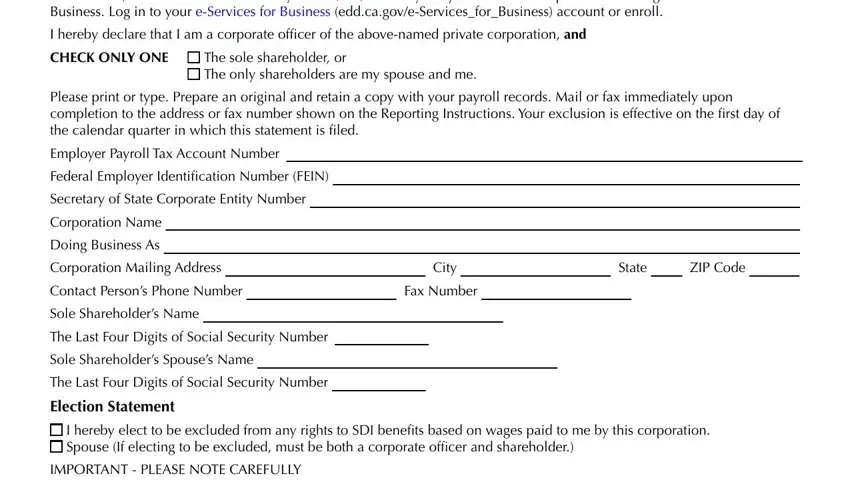 portion of blanks in De459 Form