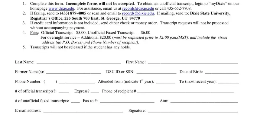 example of gaps in dixie transcript state