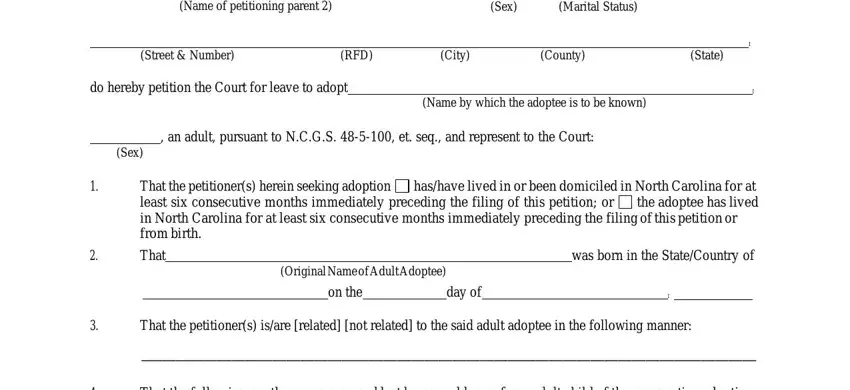 Entering details in adoption papers online step 2