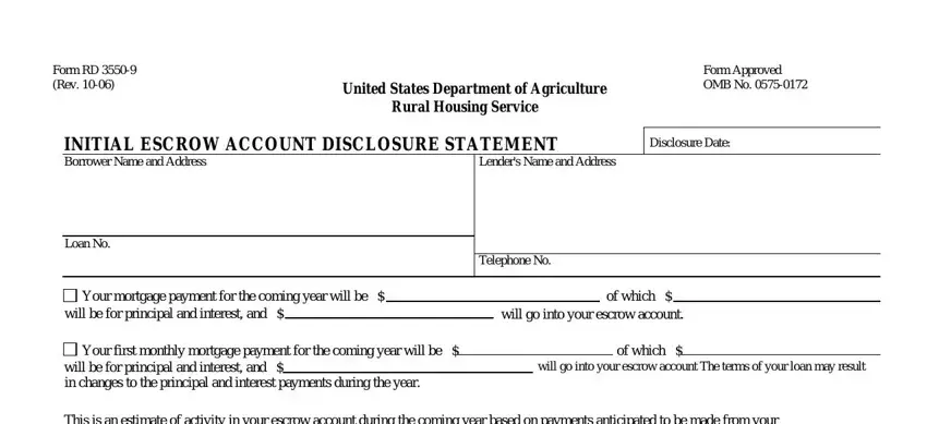 writing escrow account disclosure statement template part 1