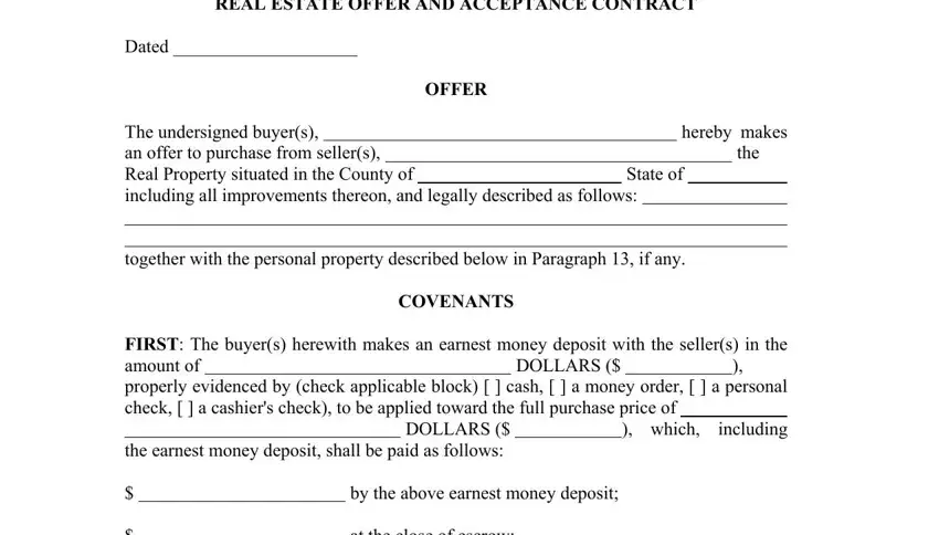 offer and acceptance contract arkansas empty fields to fill out