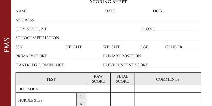 fms assessment sheet blanks to consider
