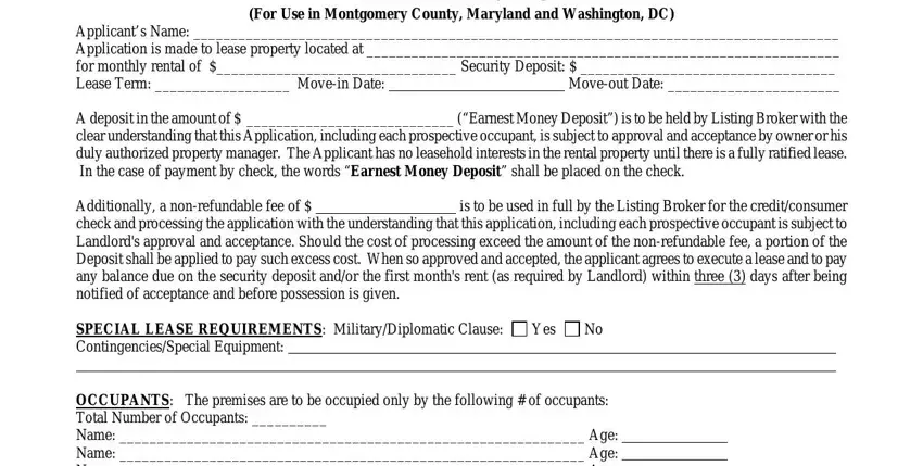 filling out form gcaar rental step 1