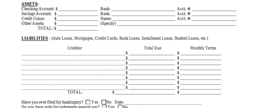 Filling in form gcaar rental step 5