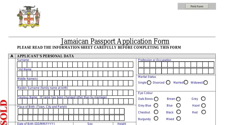 step 1 to filling out jamaican passport application