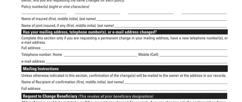 portion of fields in prudential request beneficiary life