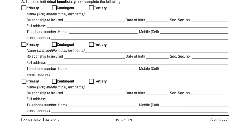 stage 2 to entering details in prudential request beneficiary life