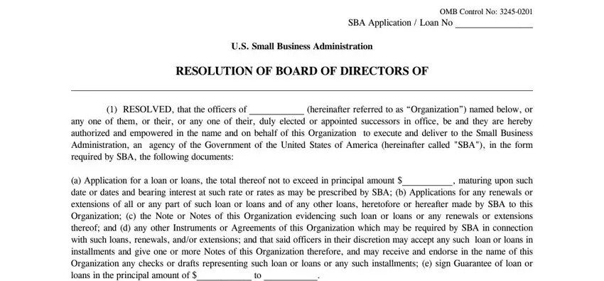 part 1 to writing board resolution for sba eidl loan