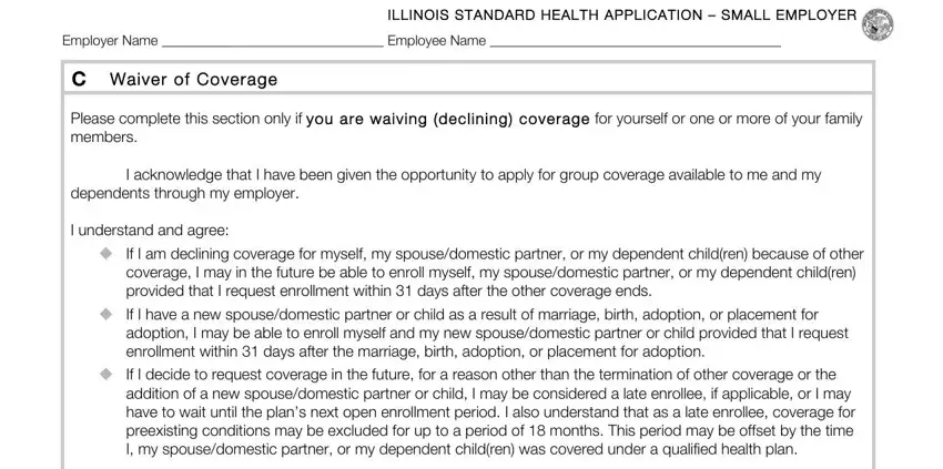 Finishing illinois health application stage 4