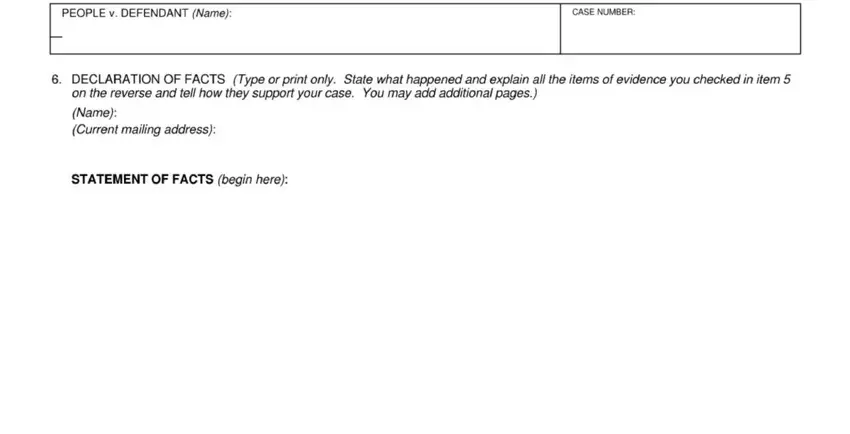 Finishing written declaration form step 4