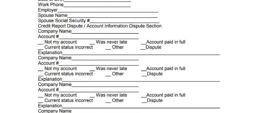 Filling out universal data form credit reporting stage 5