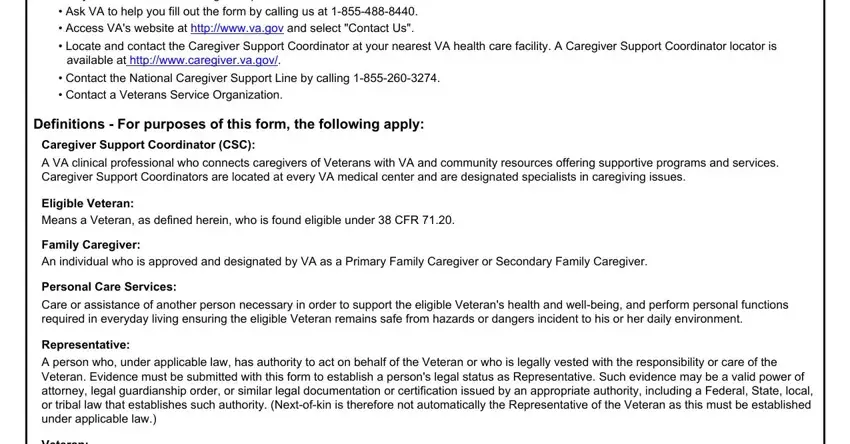 portion of spaces in Va Form 10 10Cg