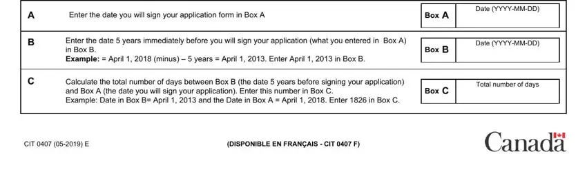 Stage no. 1 for filling in cit 0407