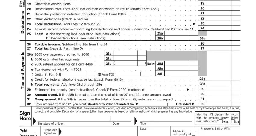 Completing income and deductions sections of irs form 1120a