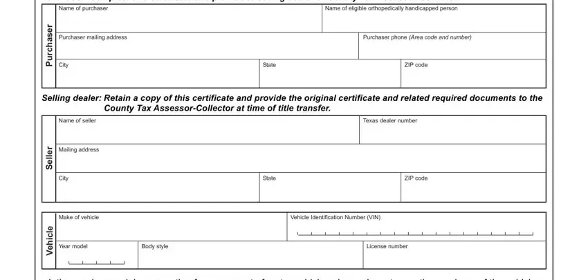 Step number 1 in submitting texas form handicapped