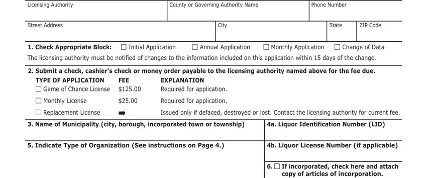 Tips on how to fill in pa small game of chance application form step 1