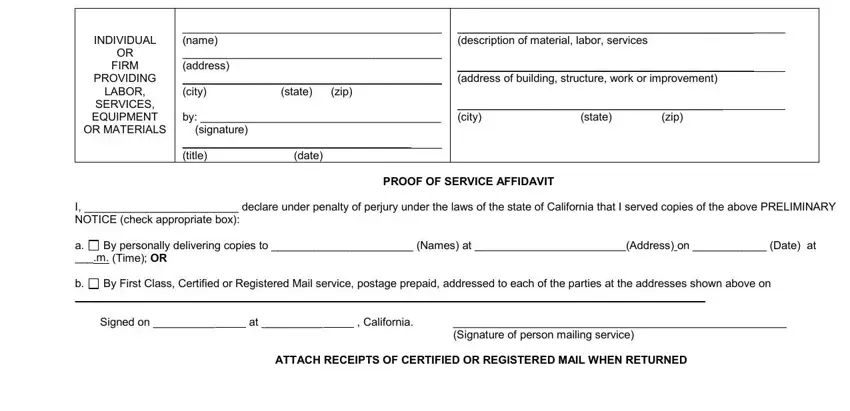 Filling out part 2 of 20 day notice