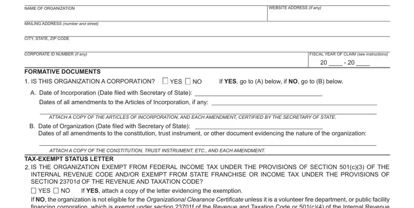 Step # 2 of filling out boe clearance certificate